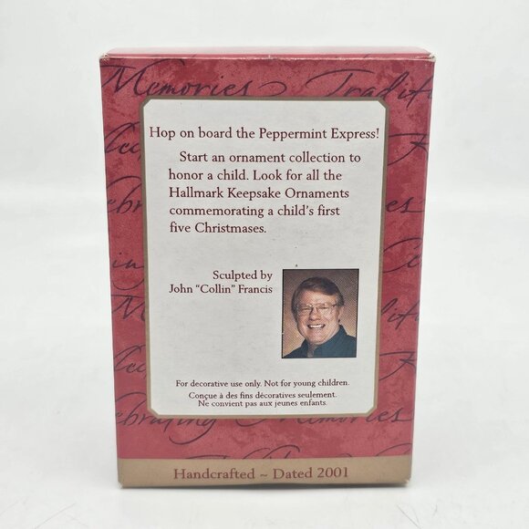 Vintage Hallmark Peppermint Express Babys First Christmas Tree Ornament 2001 - Picture 9 of 9